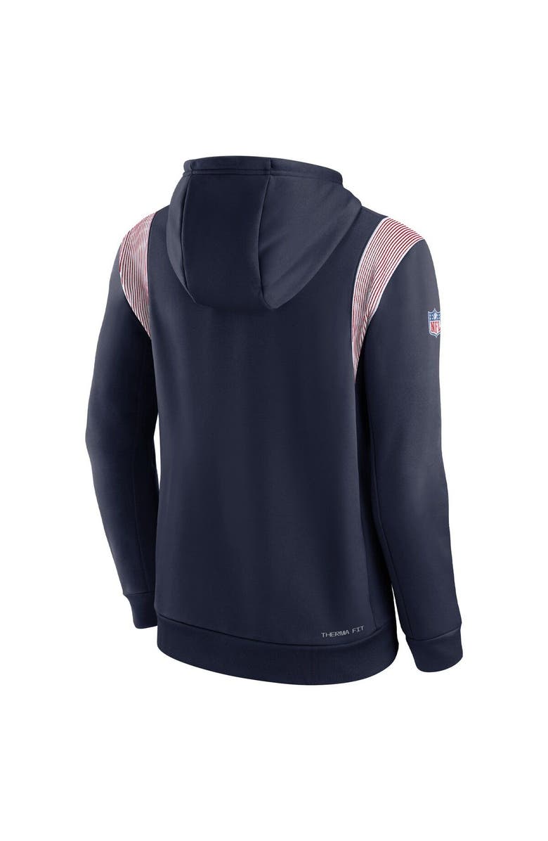 Nike Men's Nike Navy New England Patriots Sideline Athletic Stack Performance Pullover Hoodie, Alternate, color, Navy