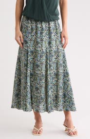 MAX STUDIO Floral Georgette Godet Maxi Skirt