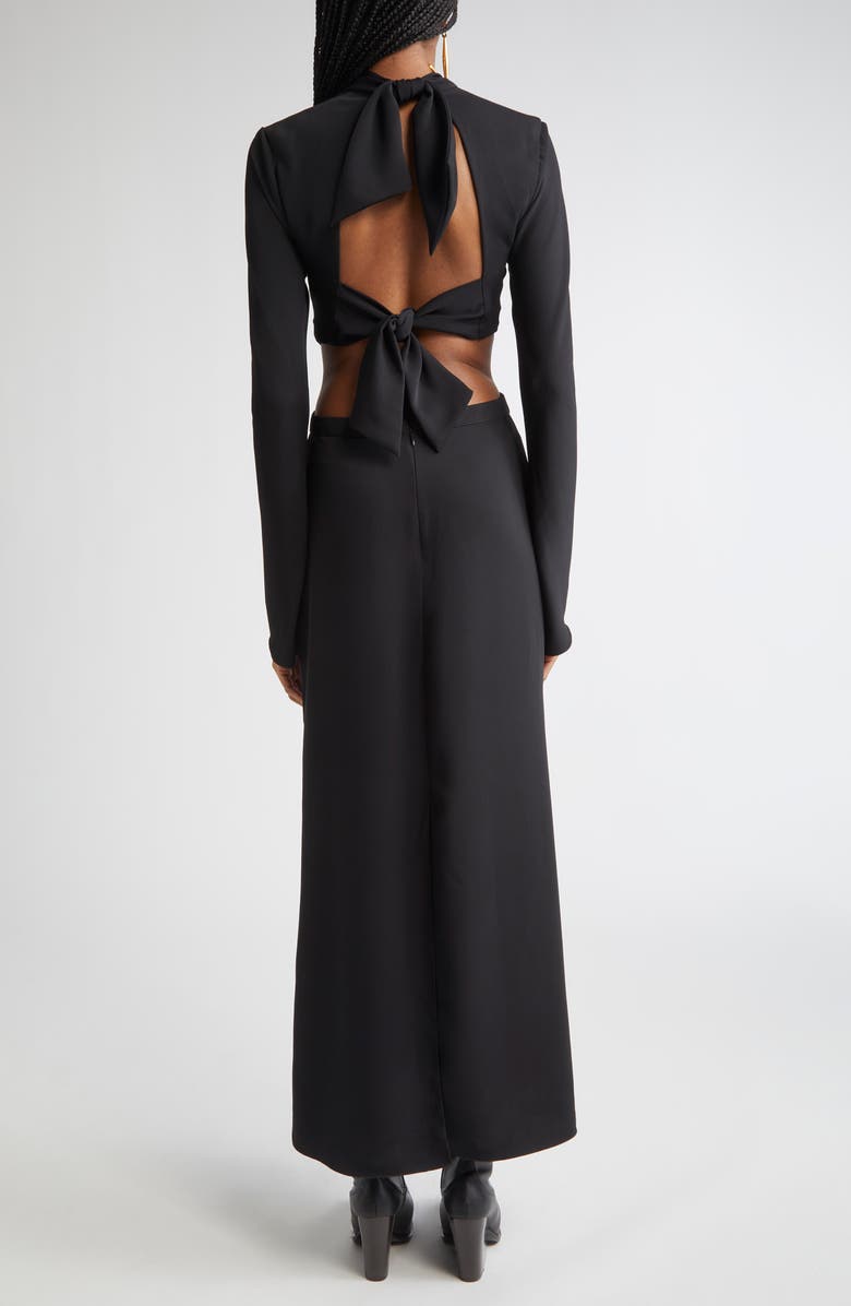 Johanna Ortiz Freedom Cutout Long Sleeve Crepe Dress, Alternate, color, Black