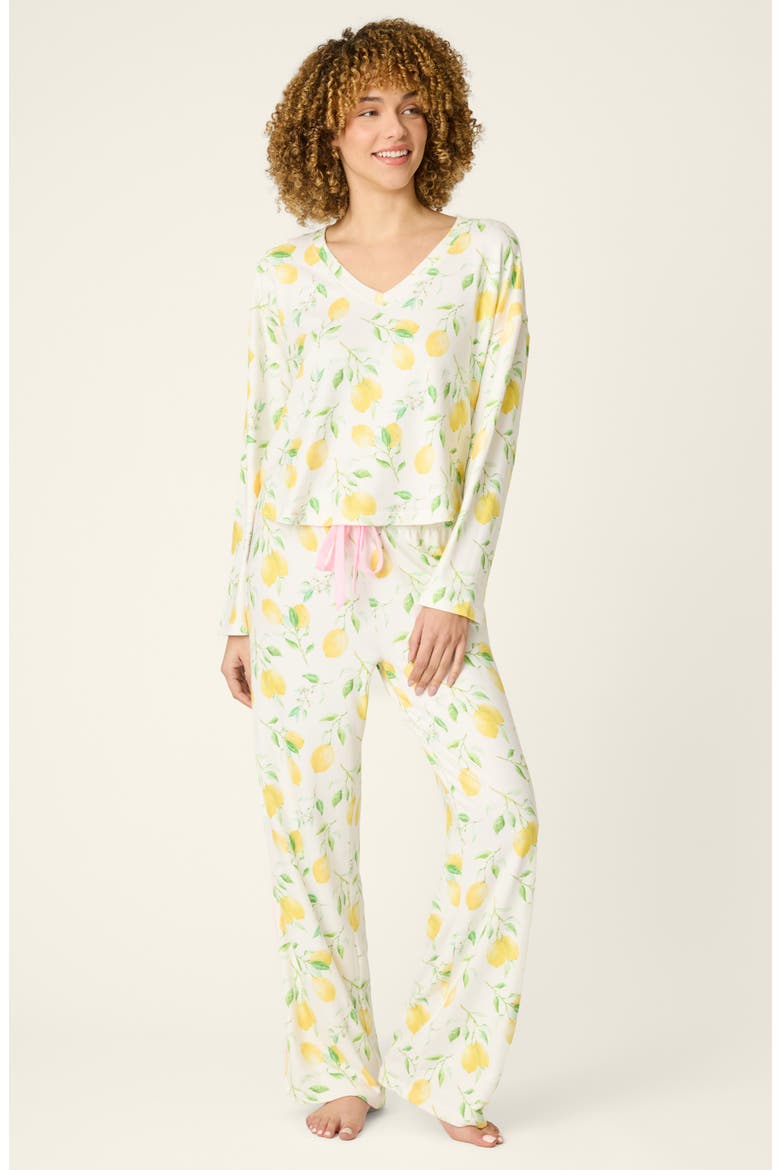 La Dolce Spritz Jersey Pajama Pants, Alternate, color, IVORY