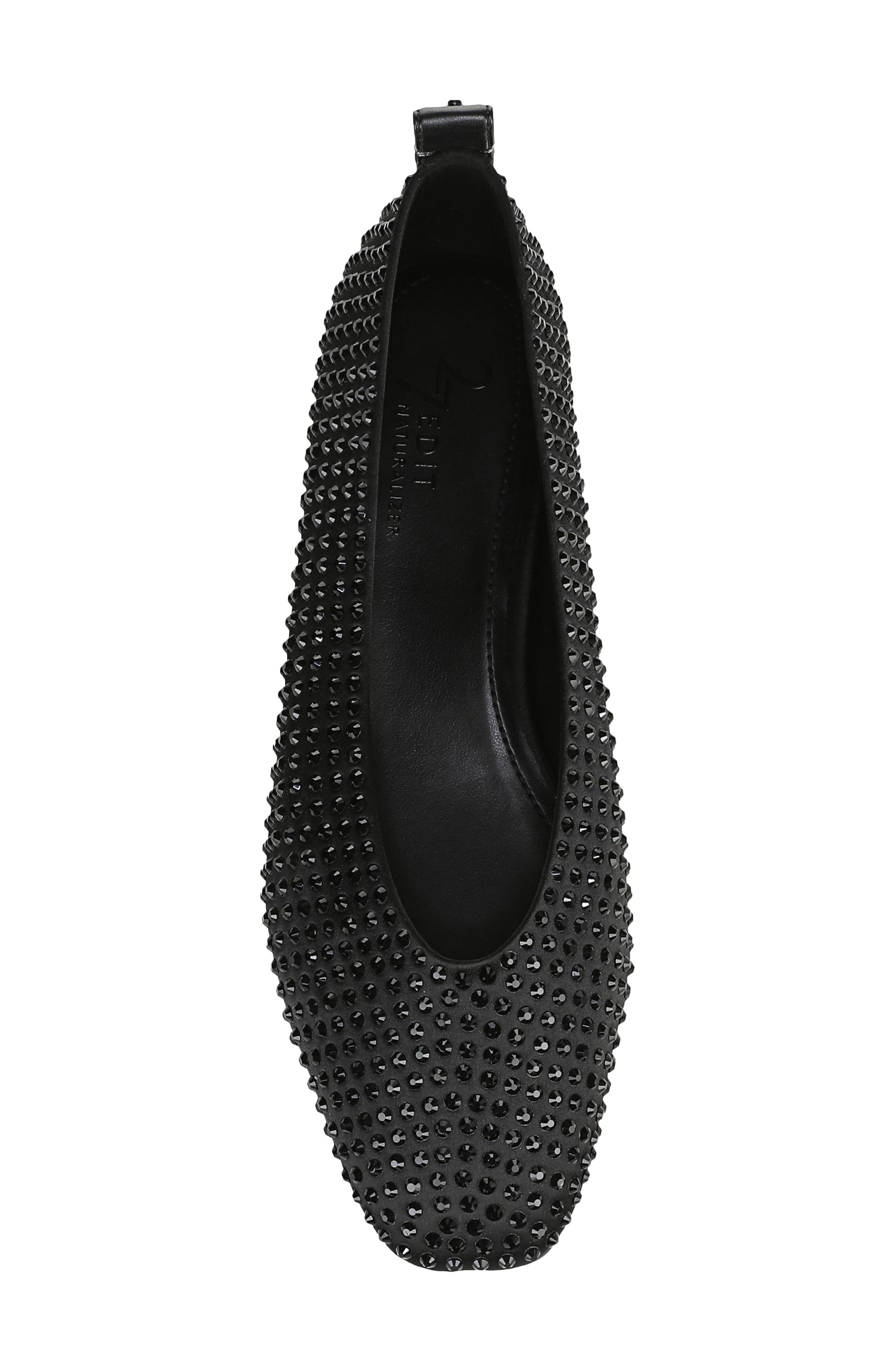 Carla Sparkle Embellished Flat, Alternate, color, BLACK/ JET