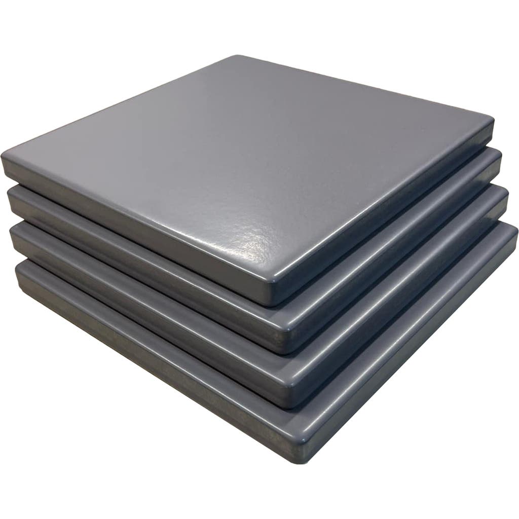 Old Stone Glazed Cordierite Square Pizza Stone 4 Piece Set, 7.5x7.5-inch In Gray