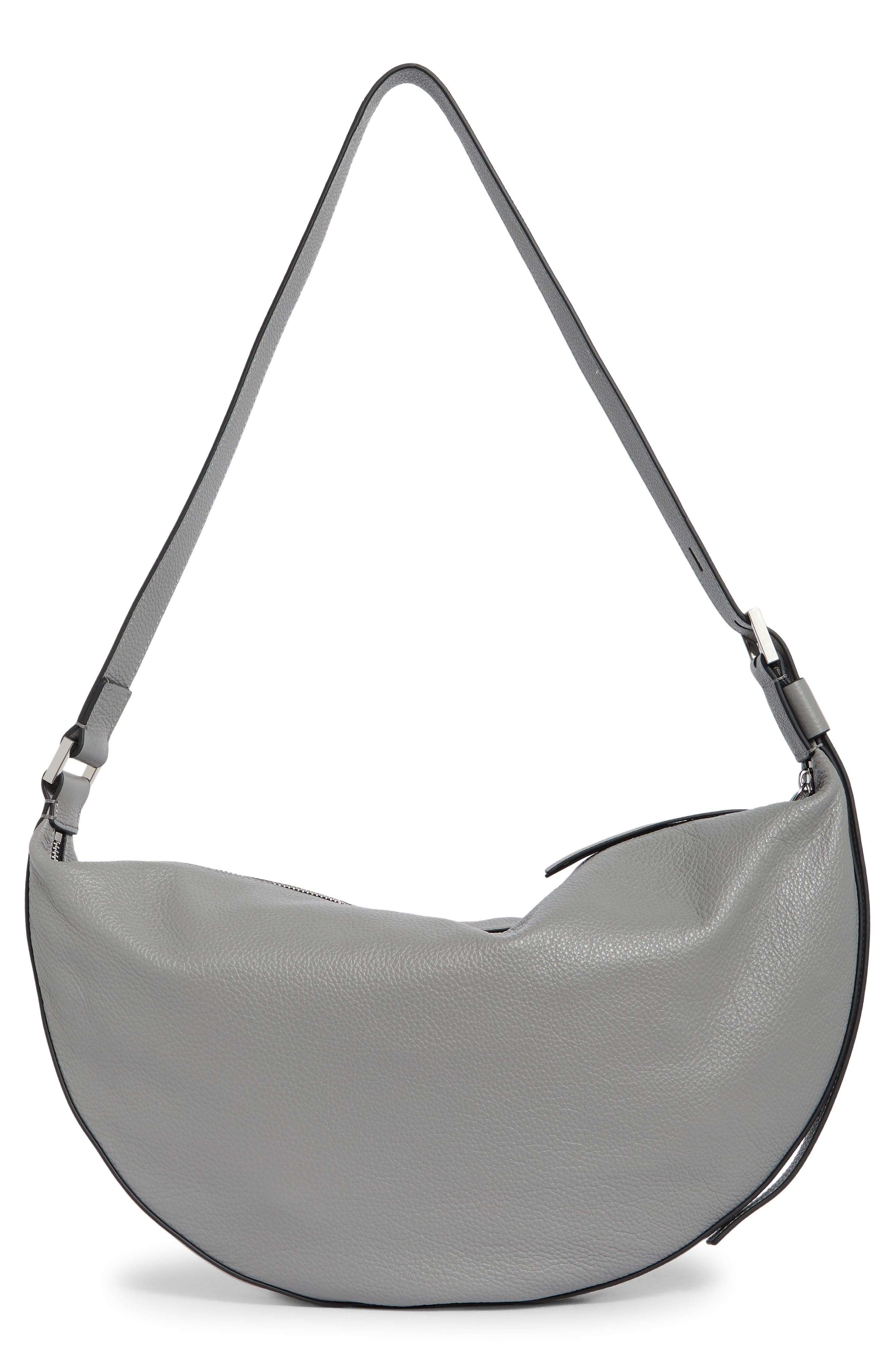Half Moon Leather Shoulder Bag, Alternate, color, SLATE BLUE
