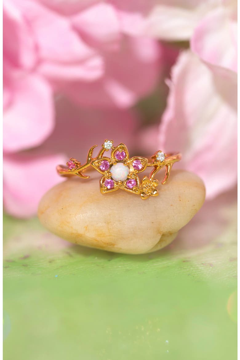 Disney Princess Mulan Flower Ring, Alternate, color, GOLD