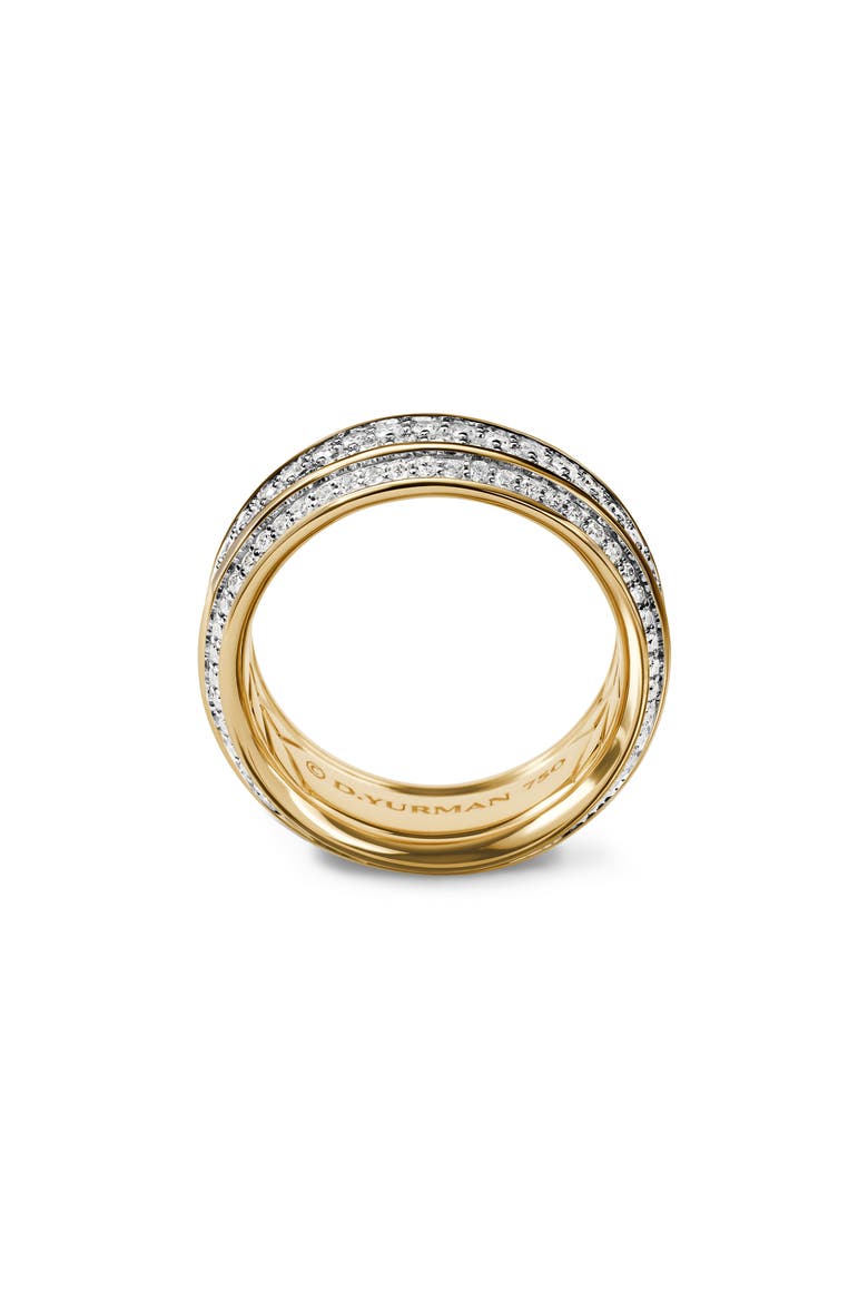 Beveled 18K Gold Band Ring with Pavé Diamonds, Alternate, color, GOLD/ DIAMOND