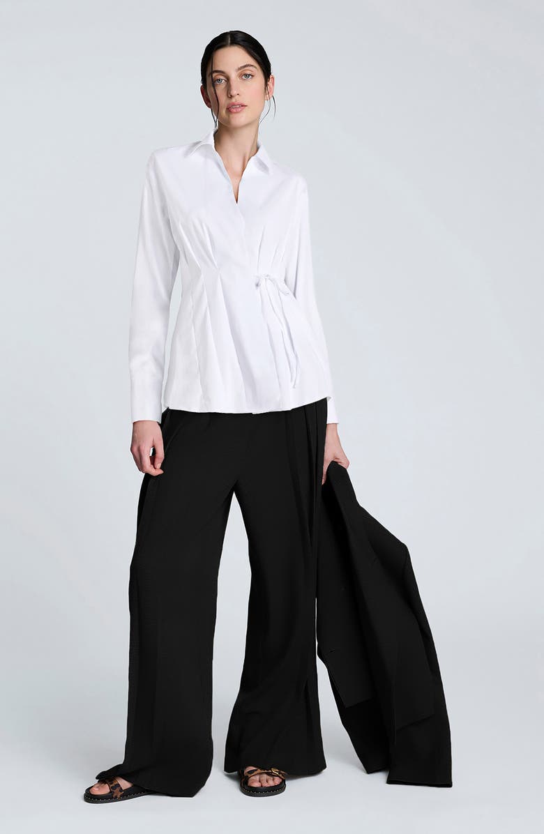 Kenneth Cole Cotton Blend Wrap Top, Alternate, color, Pure White