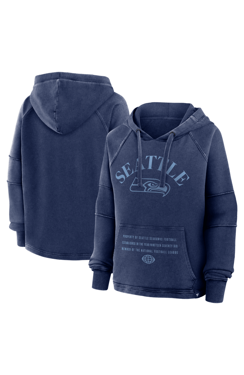 FANATICS Women's Fanatics Navy Seattle Seahawks Oversized Raglan Gridiron Hoodie, Main, color, Navy