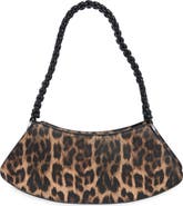 BCBG Leopard Faux Leather Curved Baguette Bag