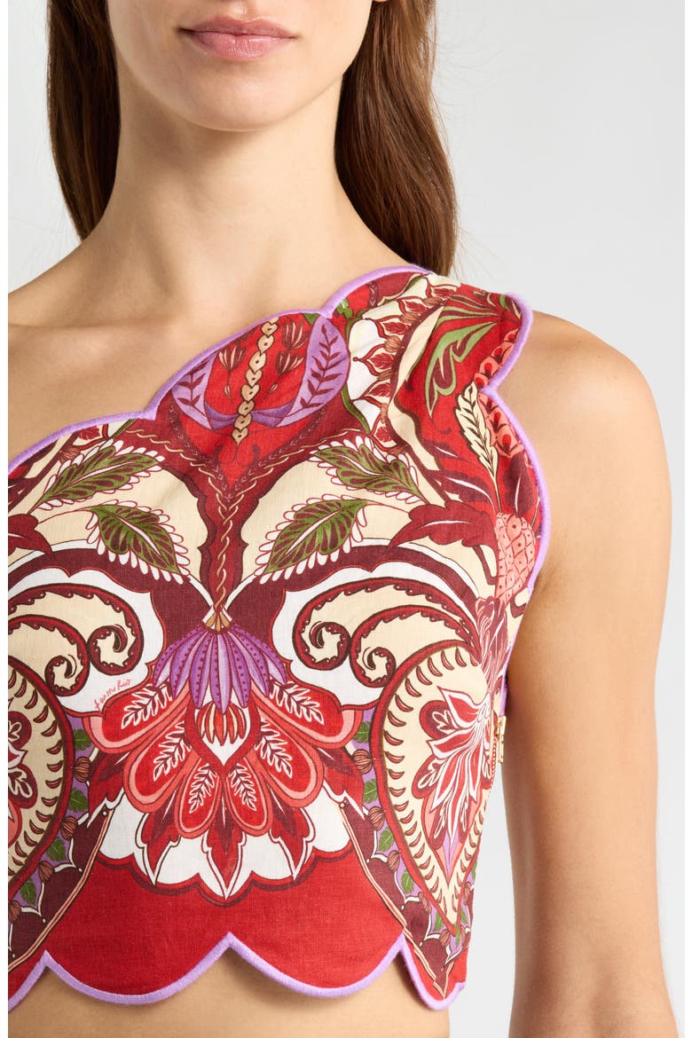 Odara One Shoulder Scallop Crop Top, Alternate, color, RED