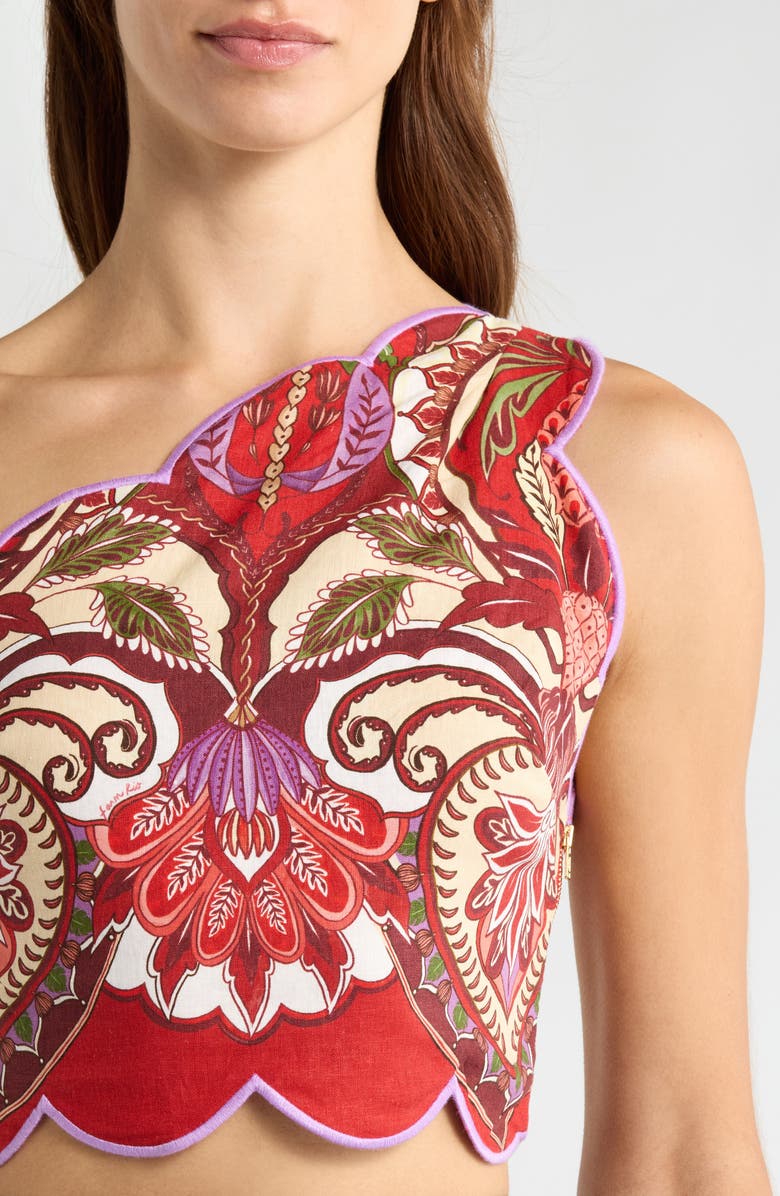 FARM Rio Odara One Shoulder Scallop Crop Top, Alternate, color, Red