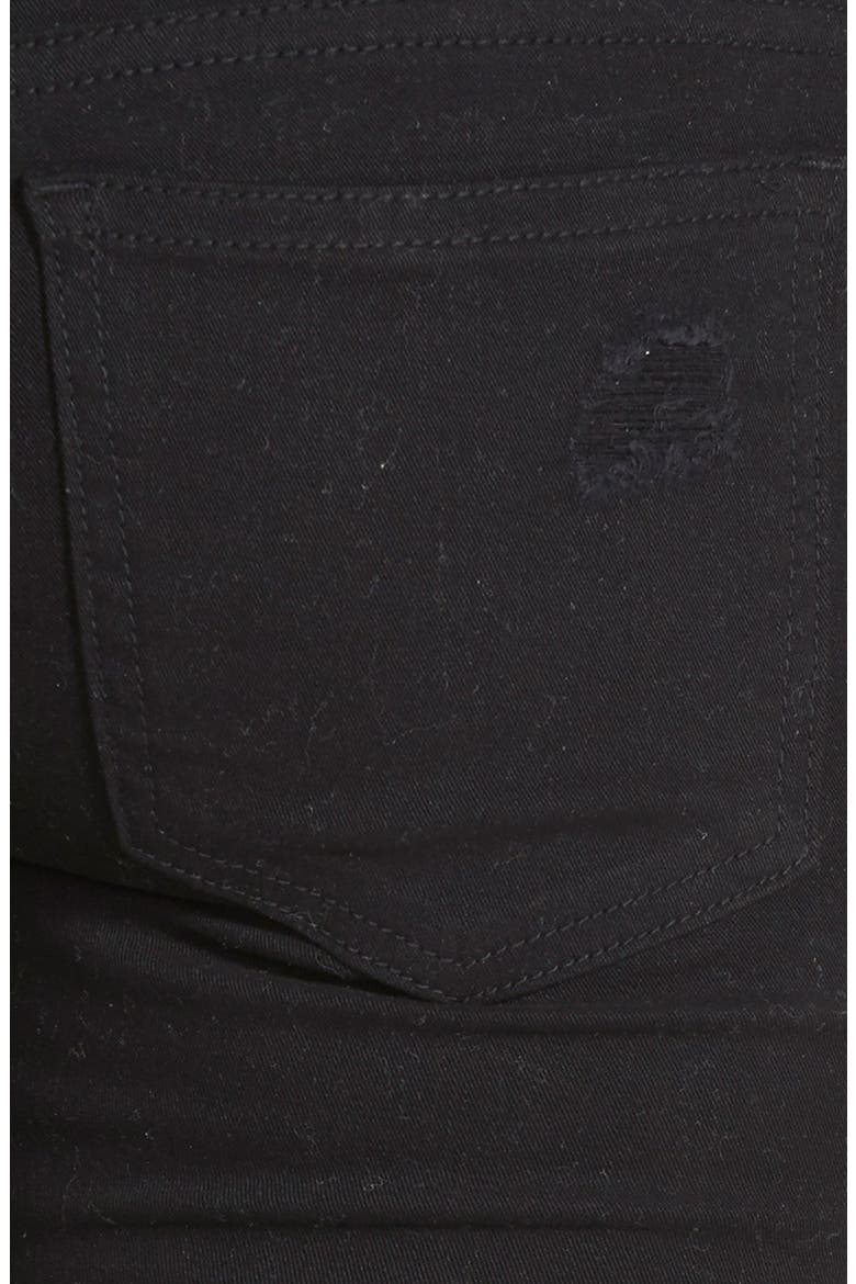 Destroyed Low Rise Skinny Jeans, Alternate, color, BLACK