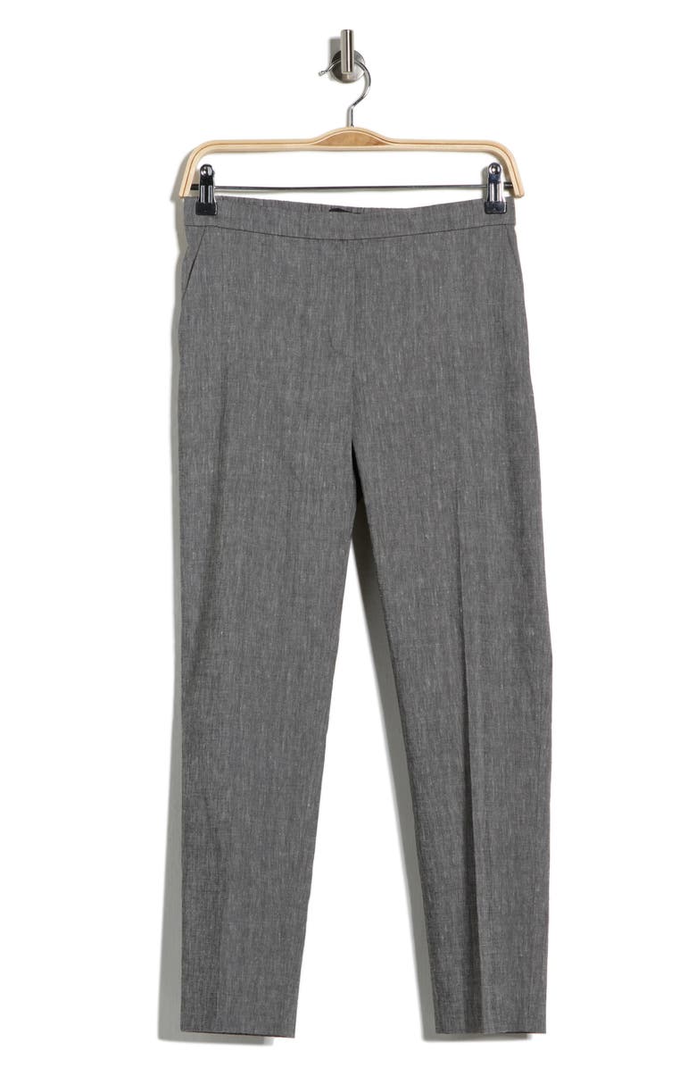 Theory Treeca Linen Blend Crop Pants, Main, color, Black Melange