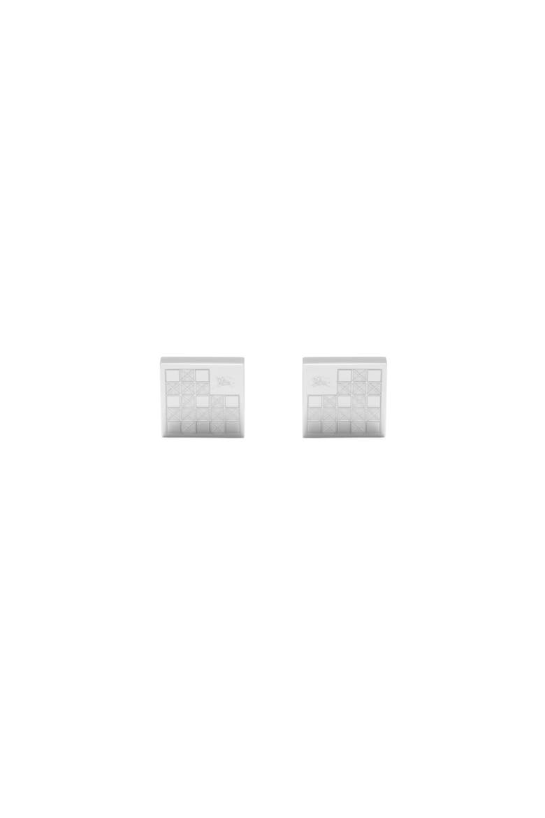Check Prism Cufflinks, Alternate, color, Silver