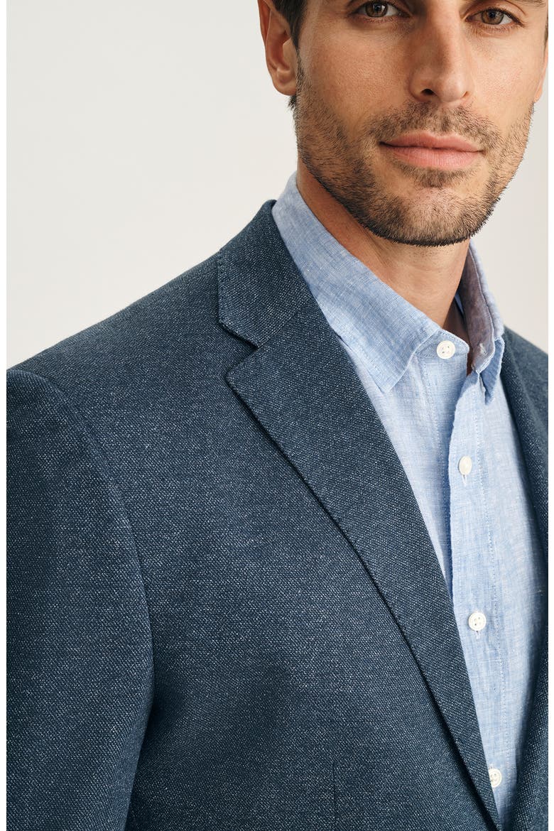Matteo Slim Fit Navy Mélange Cotton & Linen Piqué Sport Coat, Alternate, color, NAVY