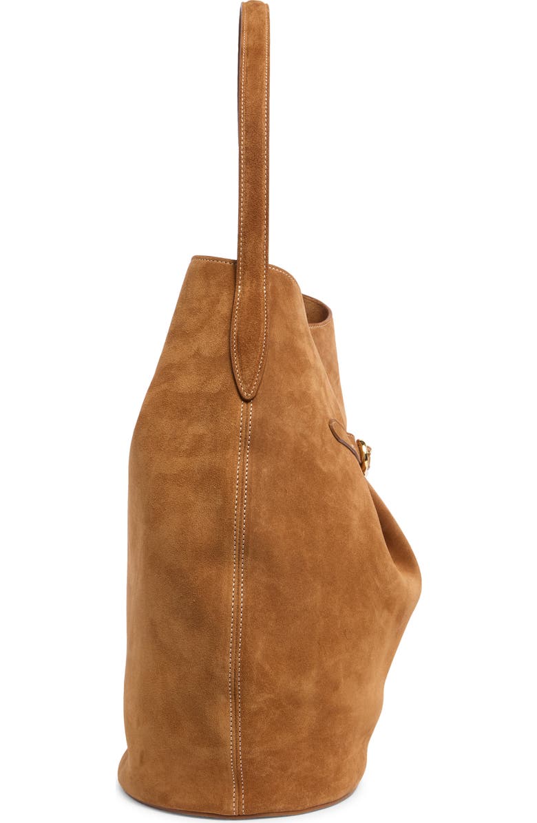 LIFFNER Large Belted Suede Bucket Bag, Alternate, color, Saddle Brown