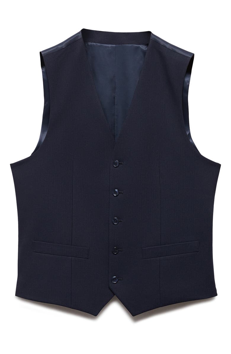 MANGO Slim Fit Navy Stretch Vest, Alternate, color, 