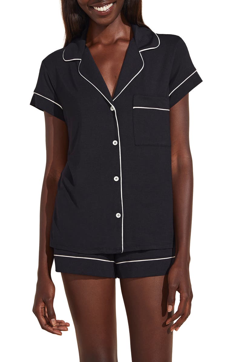 Eberjey Gisele Short Pajamas, Main, color, Black/ Sorbet Pink