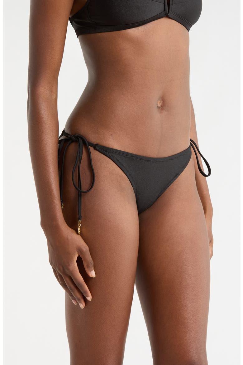 Side Tie Bikini Bottoms, Alternate, color, TWILIGHT BLACK