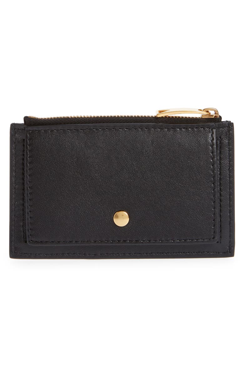 Intrecciato Leather Card Case, Alternate, color, BLACK GOLD