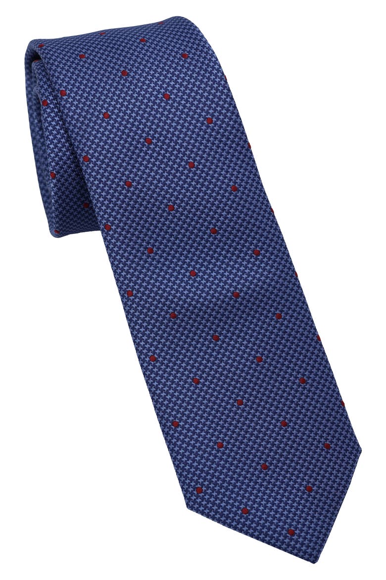 Dot Print Tie, Main, color, NAVY/ BURGUNDY