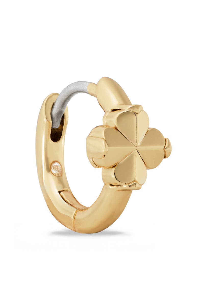 spade flower huggie hoop earrings, Alternate, color, GOLD.