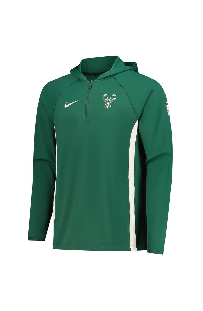 Nike Men's Nike  Hunter Green Milwaukee Bucks Authentic On Court Zone Quarter-Zip Dri-FIT Hoodie Jacket, Alternate, color, Hunter Green
