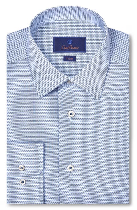 Trim Fit Texture Micro Twill Cotton Dress Shirt