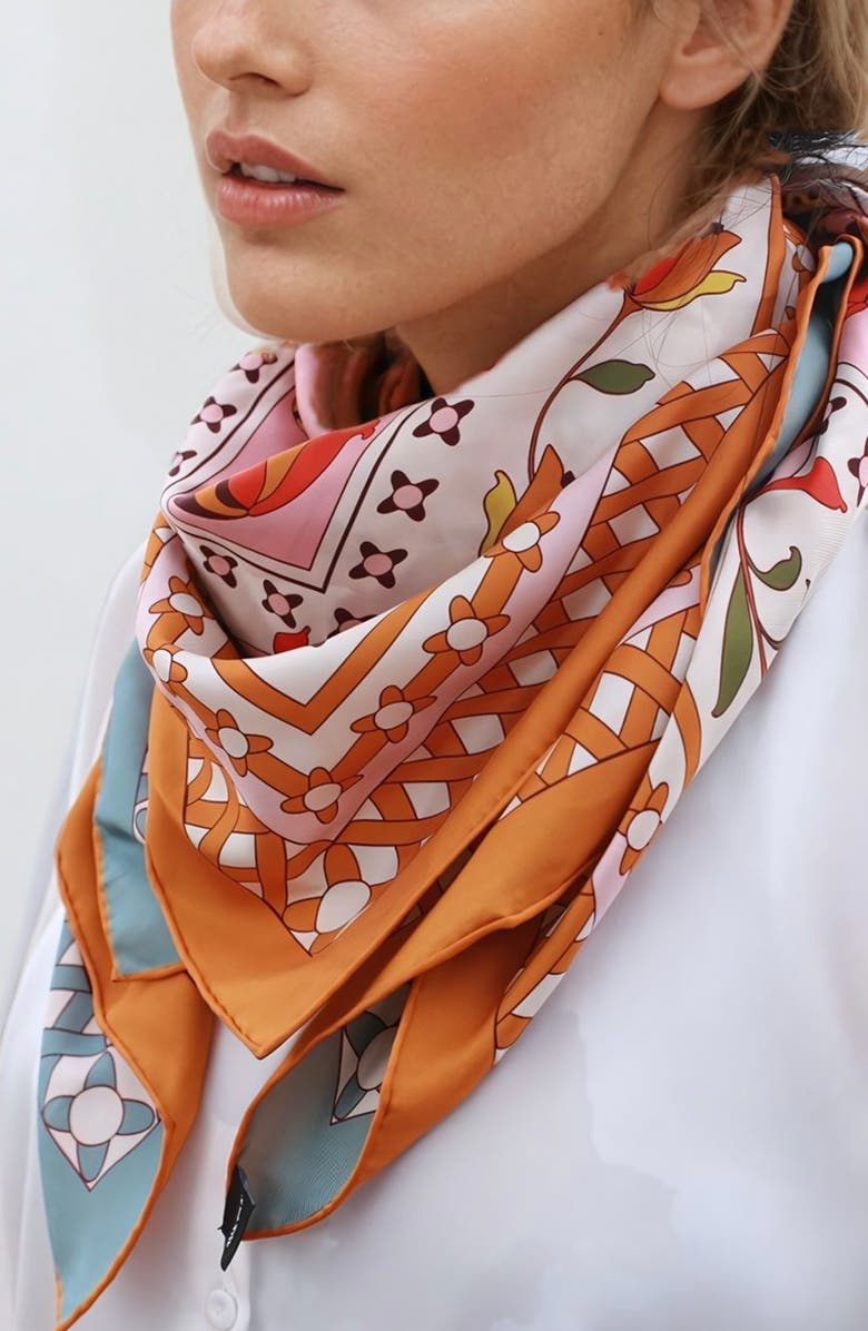 Jessie Zhao New York Double Sided Silk Scarf of Tropical Love, Alternate, color, 