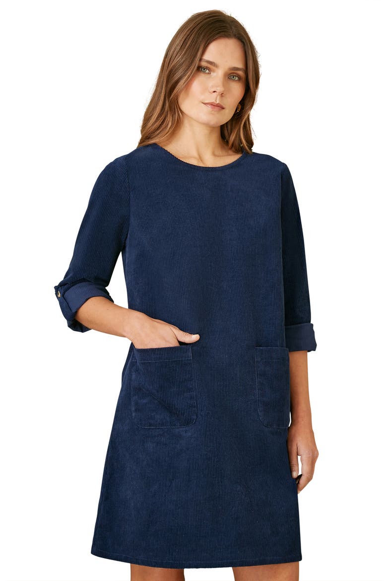 Cord Tunic Dress With Pockets, Alternate, color, Navy
