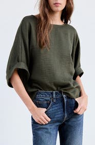 MANGO Flowy Roll Sleeve Top