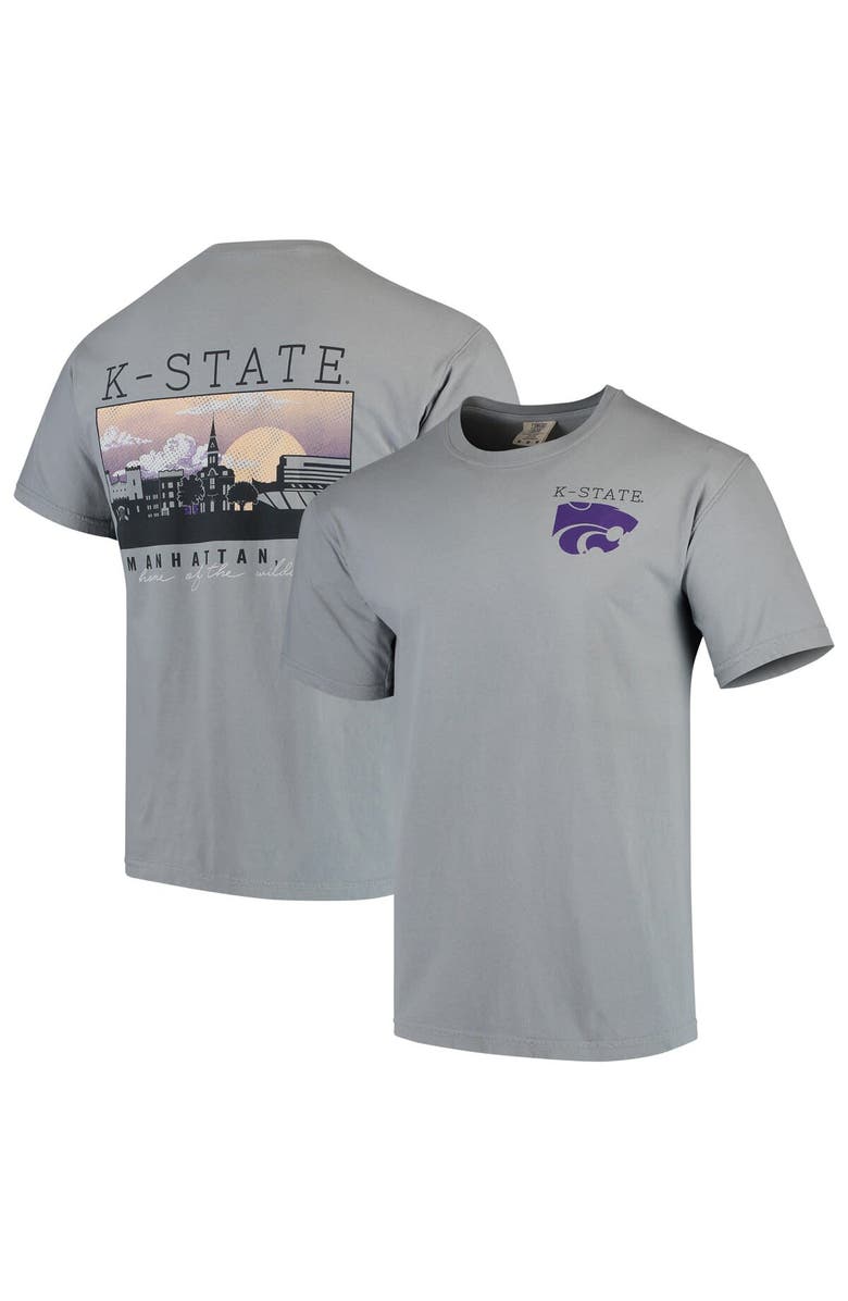 IMAGE ONE Men's Gray Kansas State Wildcats Team Comfort Colors Campus Scenery T-Shirt, Main, color,