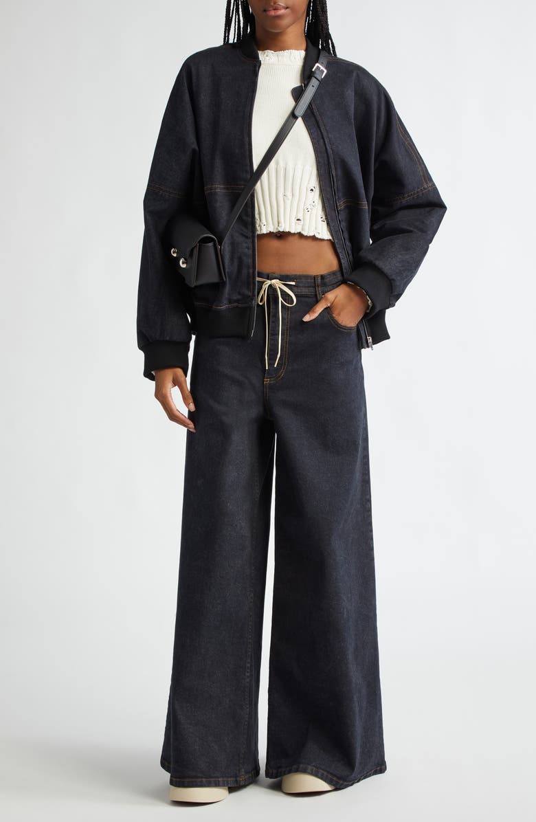 Marni Classic Denim Bomber Jacket, Alternate, color, 