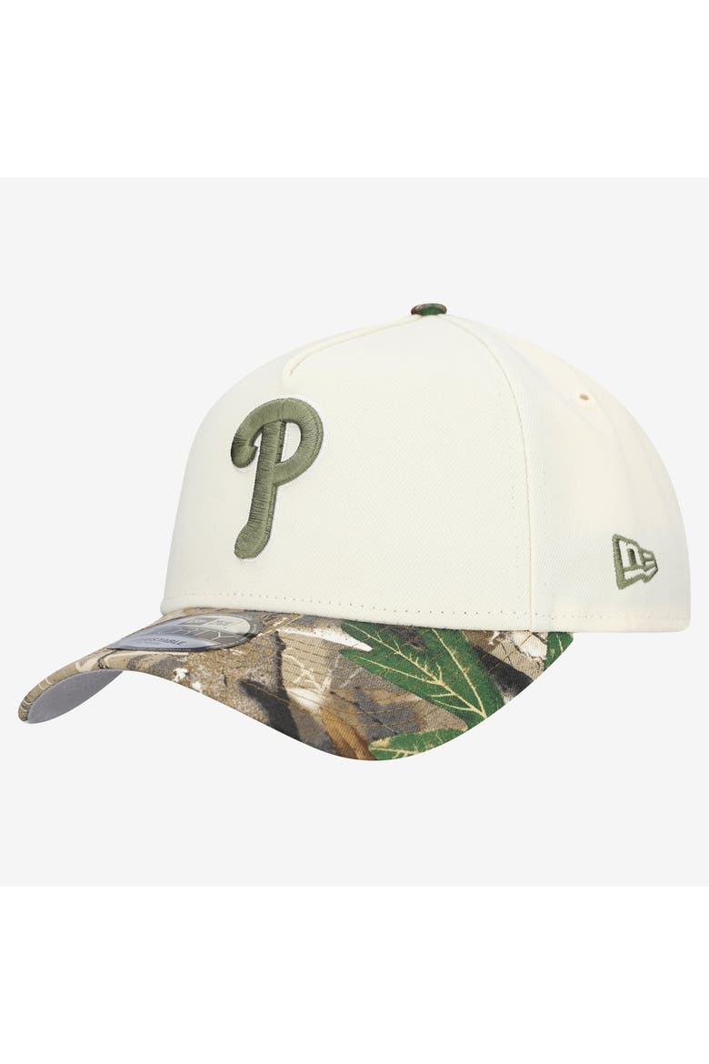 Men's New Era Khaki/Realtree Camo Philadelphia Phillies 9FORTY A-Frame Adjustable Hat, Alternate, color, Khaki