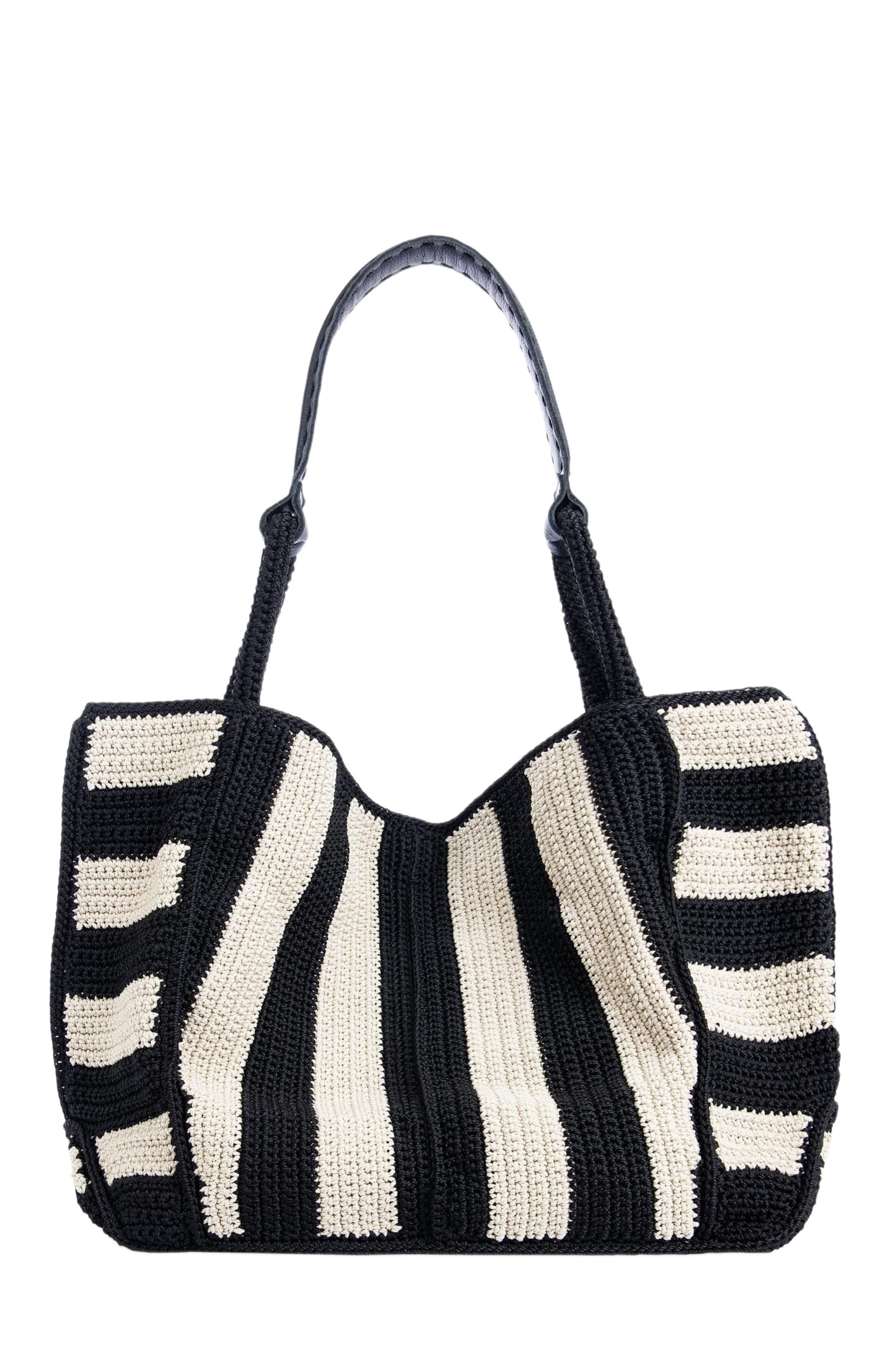 The Sak Los Feliz Large Tote Leather Bag, Alternate, color, Black Stripe