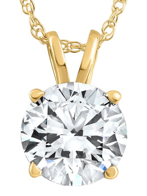 1 1/4Ct Lab Grown Solitaire Diamond Pendant Gold Necklace
