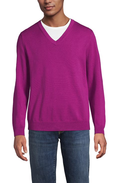 Fine Gauge Cotton V Neck Sweater