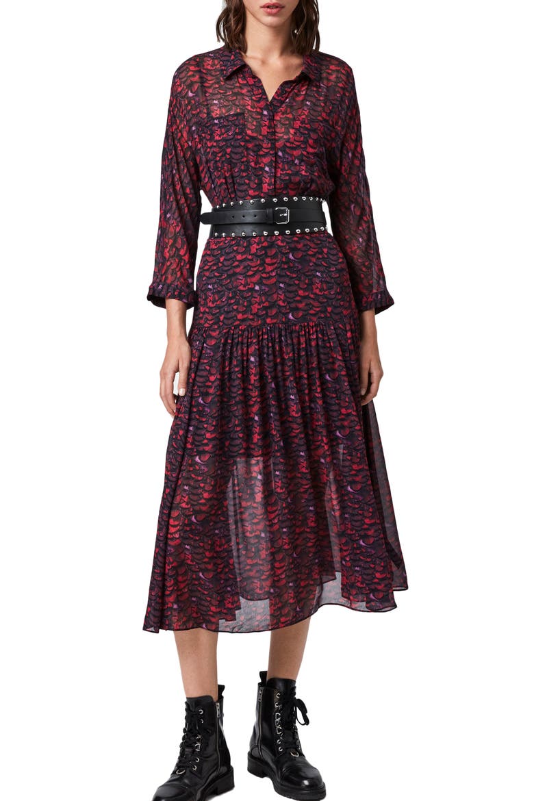 Eley Plume Midi Dress, Main, color, PINK