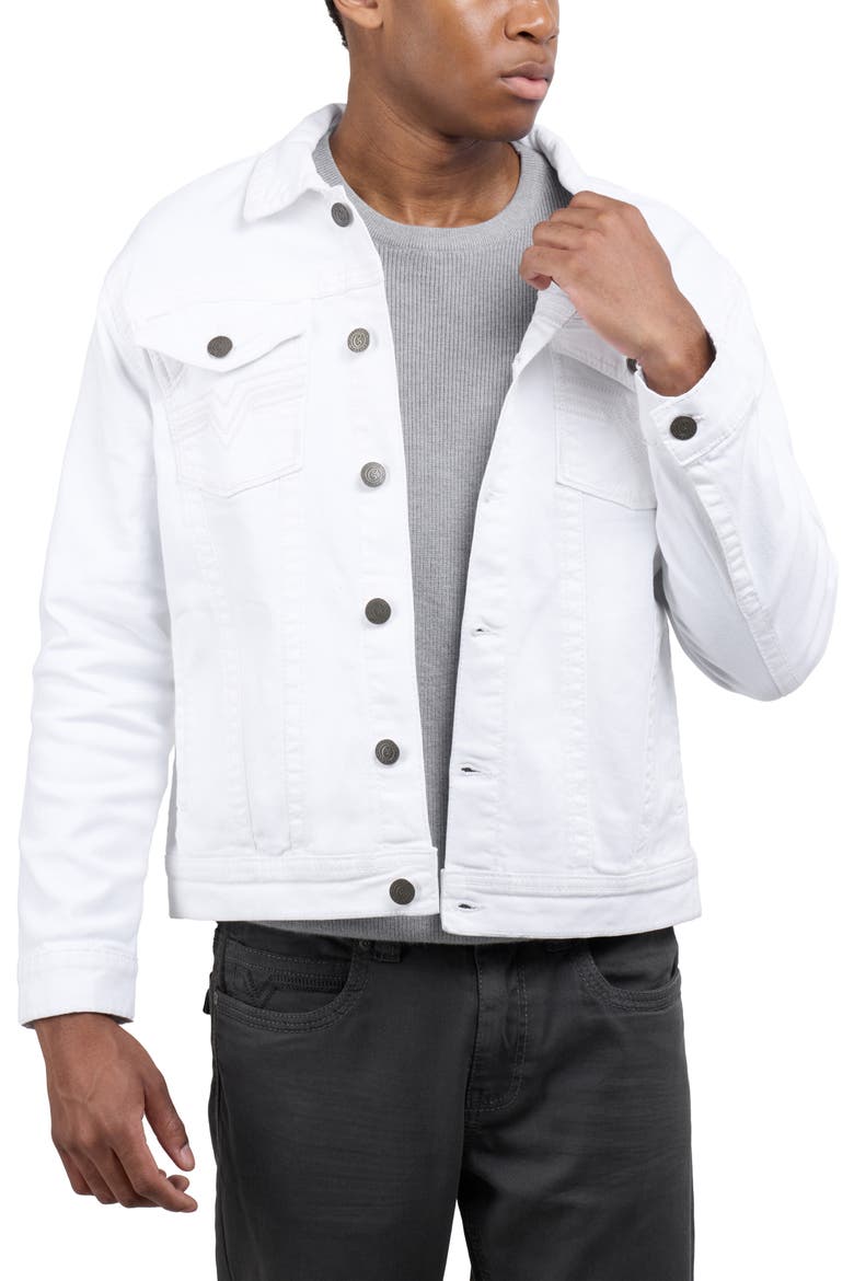 Saddle Stitch Denim Jacket, Alternate, color, WHITE