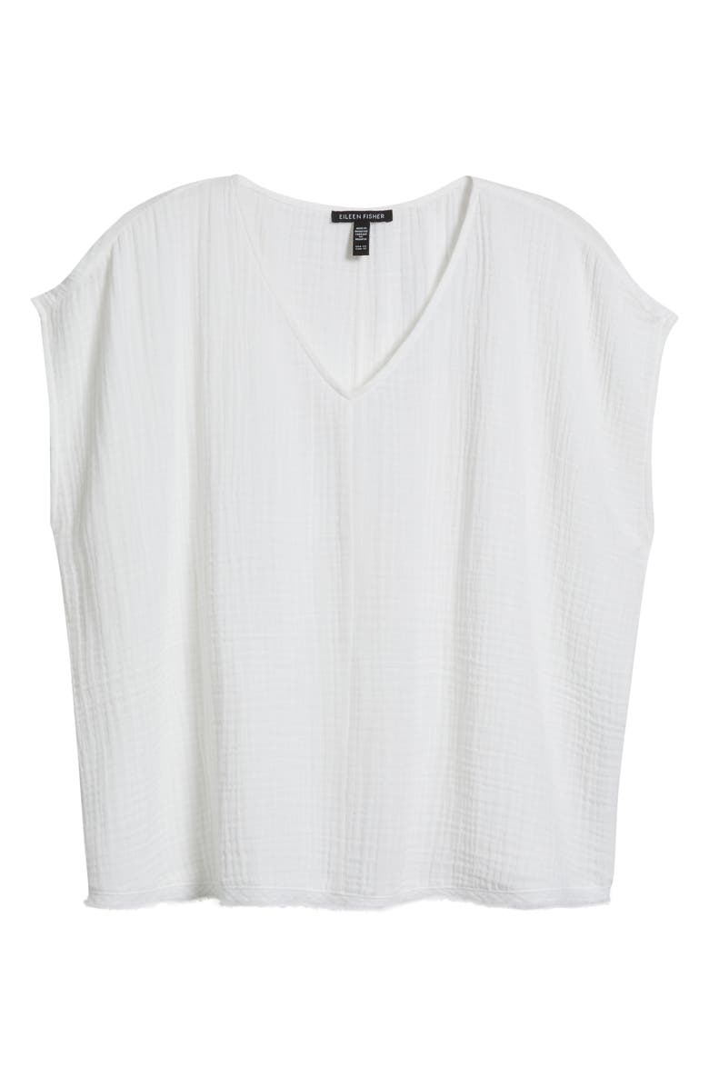 Eileen Fisher V-Neck Dolman Sleeve Organic Cotton Gauze Top, Alternate, color, 