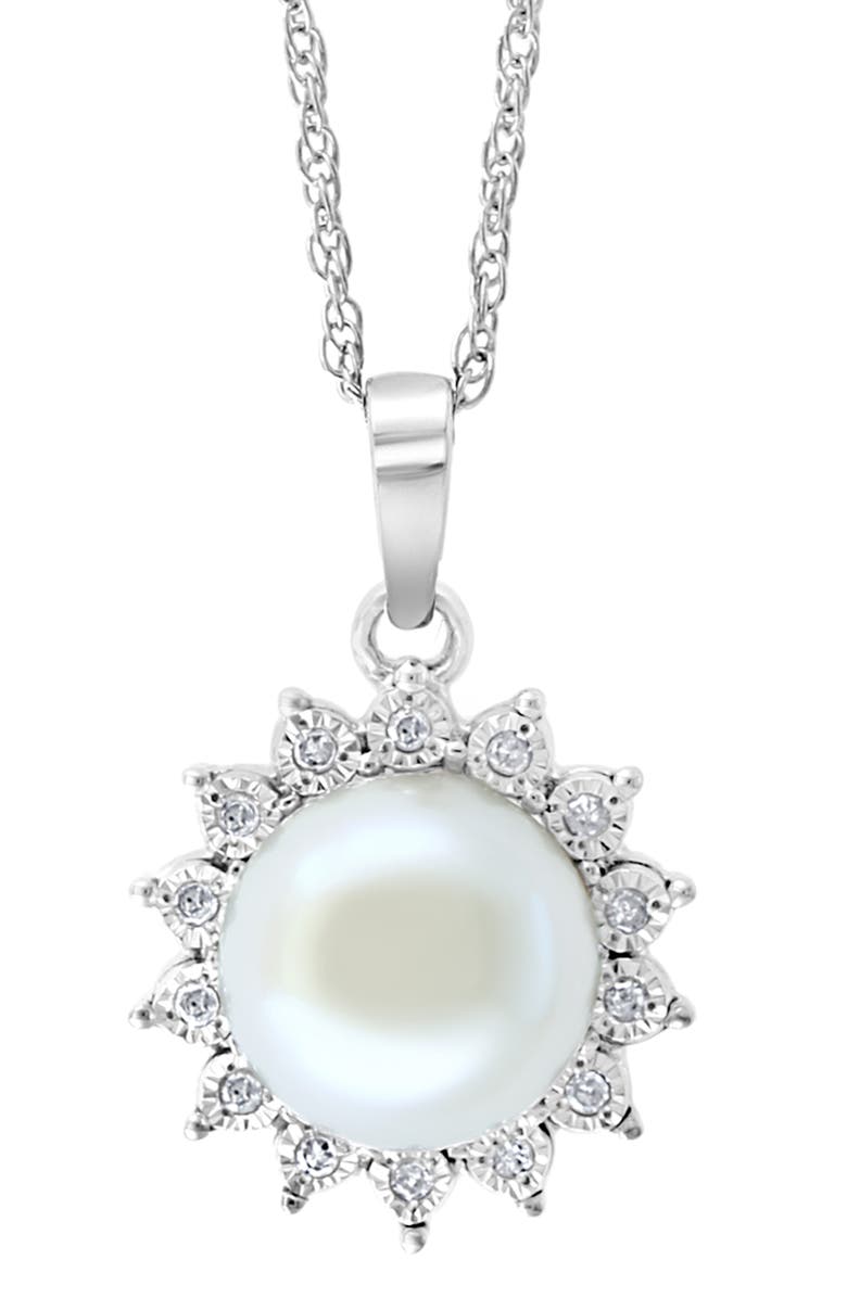 EFFY Diamond & Freshwater Pearl Sun Pendant Necklace, Alternate, color, 