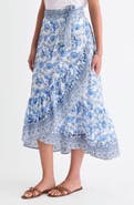 vineyard vines Mila Mixed Print Cotton Faux Wrap Skirt