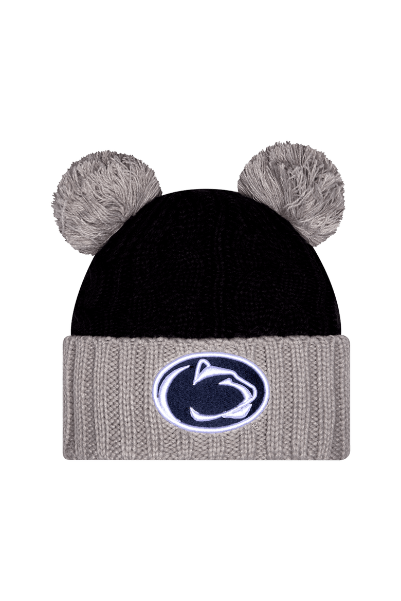 Women's New Era  Black Penn State Nittany Lions Tonal Cuffed Knit Hat with Double Poms, Main, color, Black