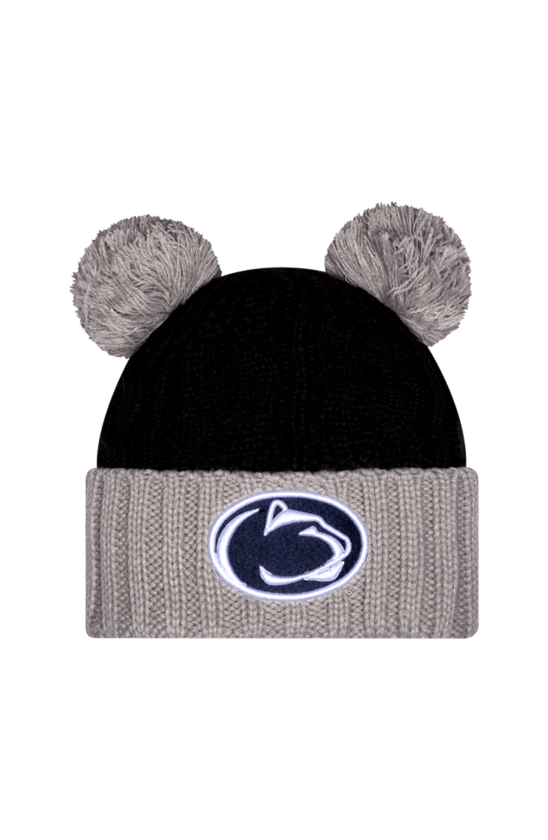 New Era Women's New Era  Black Penn State Nittany Lions Tonal Cuffed Knit Hat with Double Poms, Main, color, Black