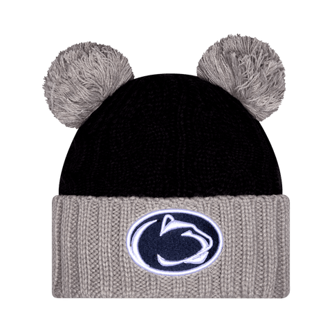 Women's New Era  Black Penn State Nittany Lions Tonal Cuffed Knit Hat with Double Poms