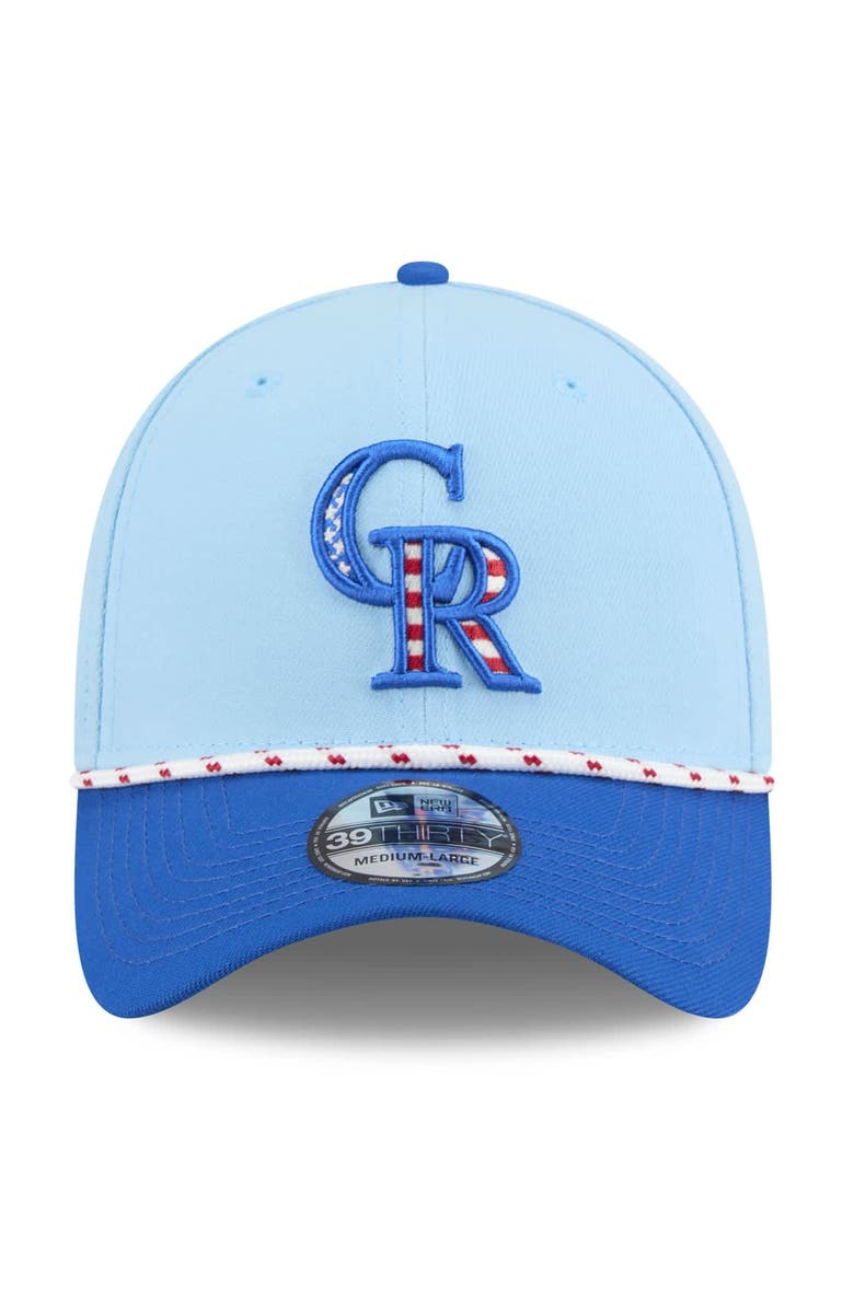 New Era Men's New Era Light Blue/Blue Colorado Rockies 2025 Fourth of July 39THIRTY Flex Hat, Alternate, color, Light Blue
