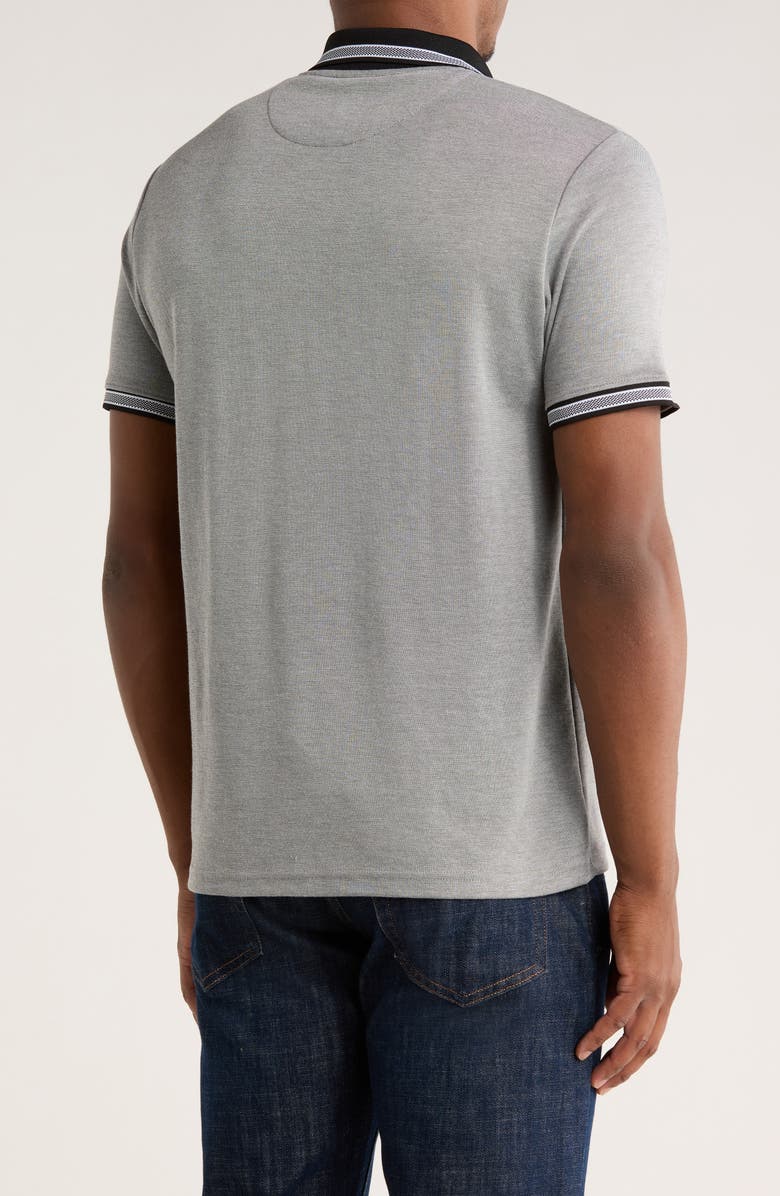 DENIM AND FLOWER Tipped Quarter Zip Knit Polo, Alternate, color, Black