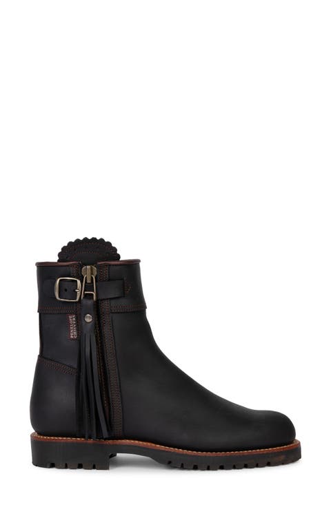 Cropped Inclement Tassel Leather Boot