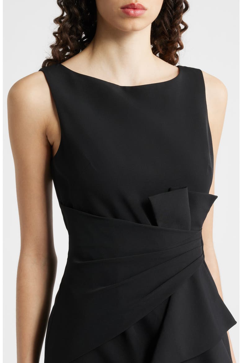 Cascade Ruffle Sleeveless Gown, Alternate, color, BLACK