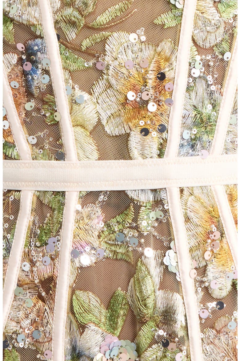 Sequin Embroidered Underwire Bodysuit, Alternate, color, CHAMPAGNE SPARKLE