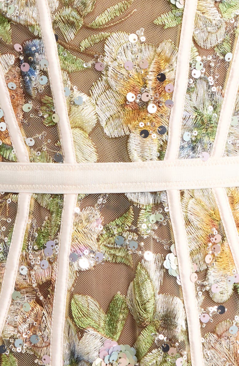 KILO BRAVA Sequin Embroidered Underwire Bodysuit, Alternate, color, Champagne Sparkle